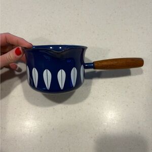 Vintage Catherineholm Ceramic Saucepan and Wooden Handle